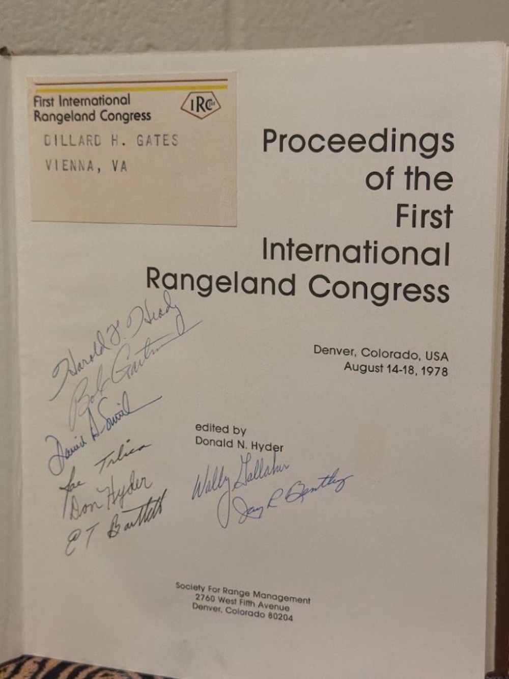 Proceedings of the First International Rangeland Congress - Book